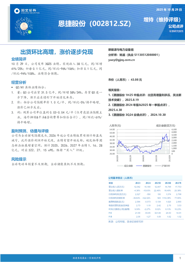 出货环比高增，涨价逐步兑现