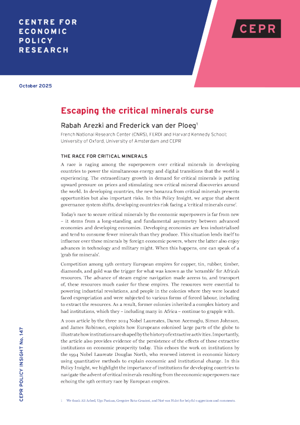 摆脱关键矿产诅咒