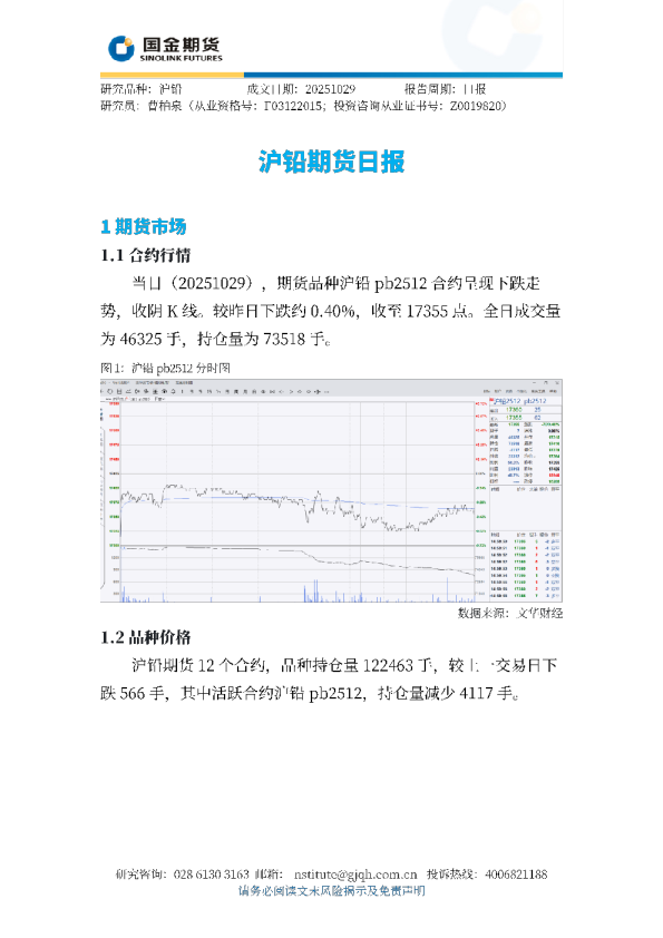 沪铅期货日报