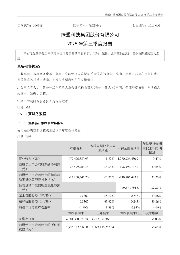 绿盟科技：2025年三季度报告