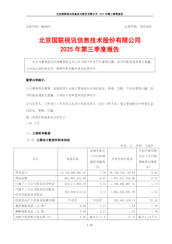 国联股份:2025年第三季度报告