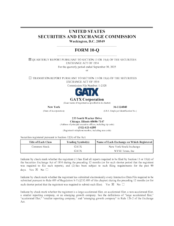 GATX Corp 2025年季度报告