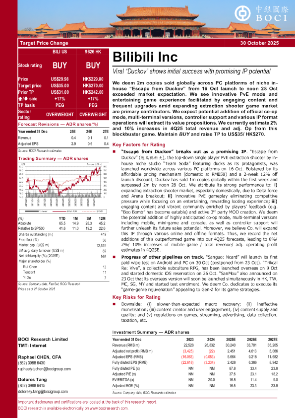 哔哩哔哩：《逃离鸭科夫》病毒式传播初步成功，IP潜力可期