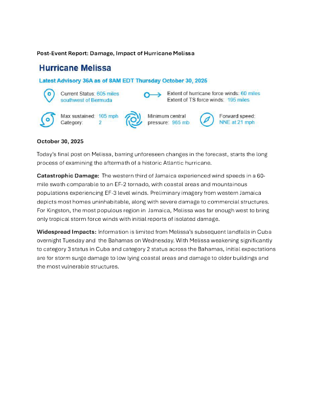 飓风梅利莎横扫巴哈马群岛；百慕大和纽芬兰将迎来热带风暴强风
