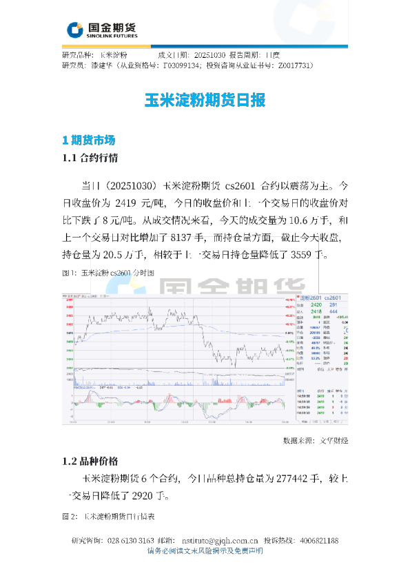 玉米淀粉期货日报