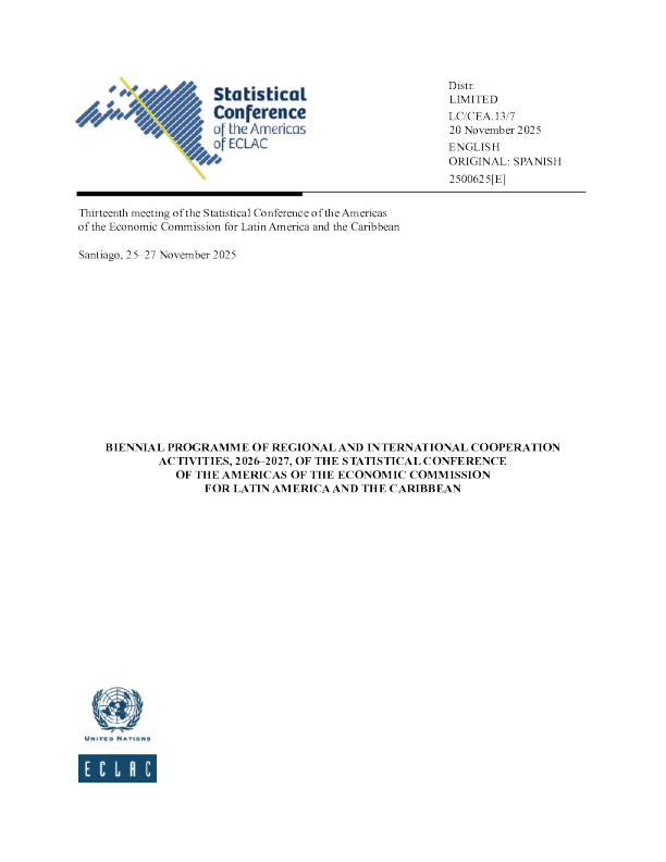 拉丁美洲和加勒比经济委员会美洲统计会议20262027两年期区域和国际合作活动方案（英）