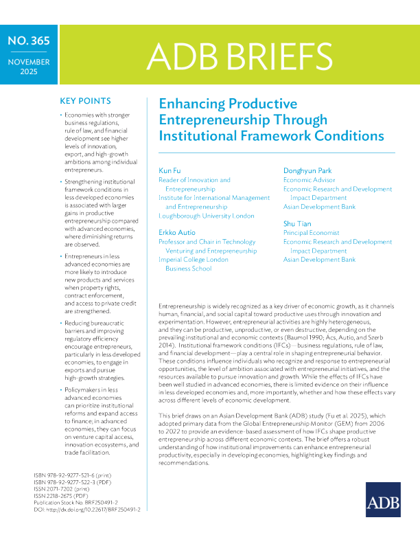 通过制度框架条件加强生产性创业（英）