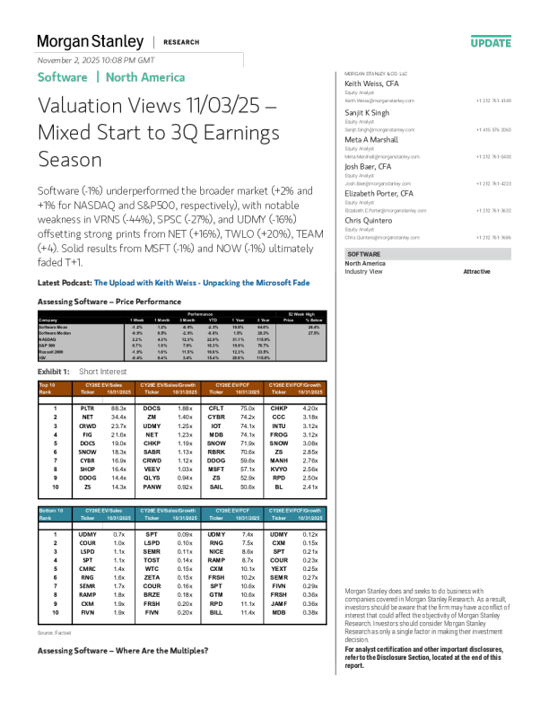 估值观点 11/03/25 – 第三季度财报季开局喜忧参半