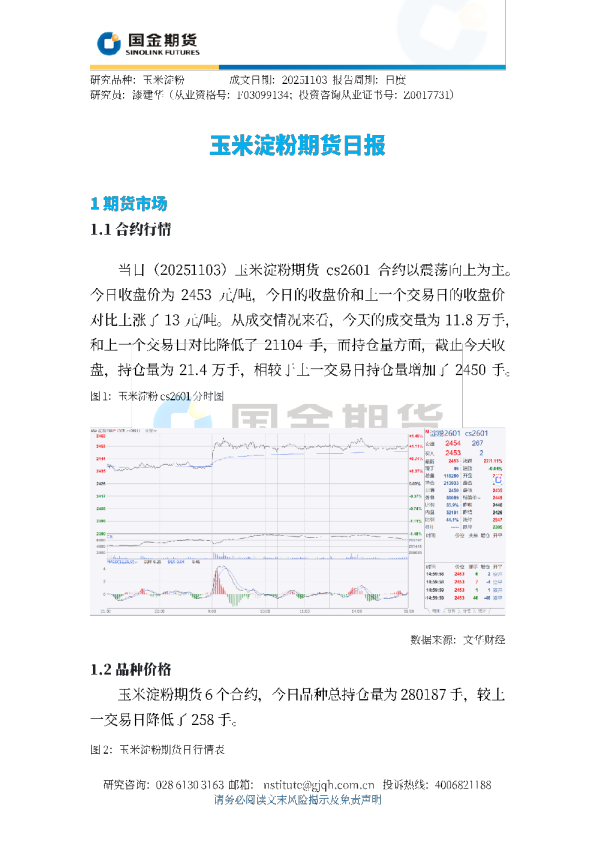 玉米淀粉期货日报