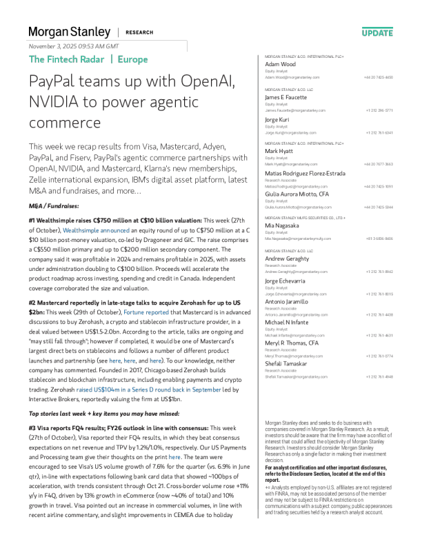 金融科技雷达 | 欧洲：PayPal与OpenAI、NVIDIA合作推动智能代理商务