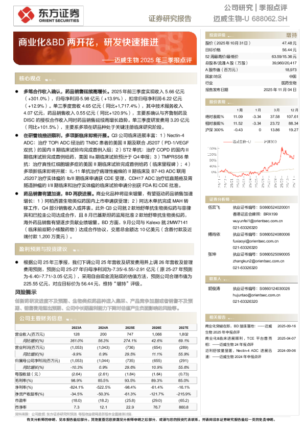 2025年三季报点评：商业化&BD两开花，研发快速推进