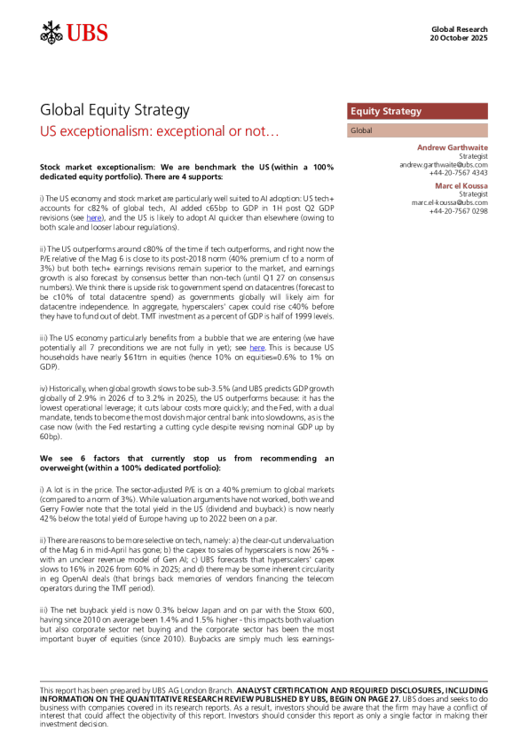 瑞银股票全球股票策略-US例外论例外或不例外-118348843