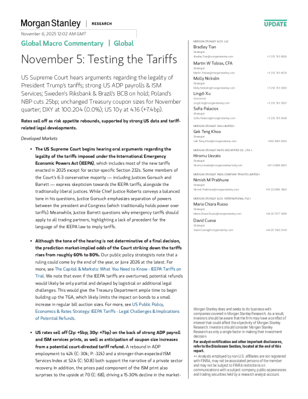 全球宏观评论：11月5日关税测试