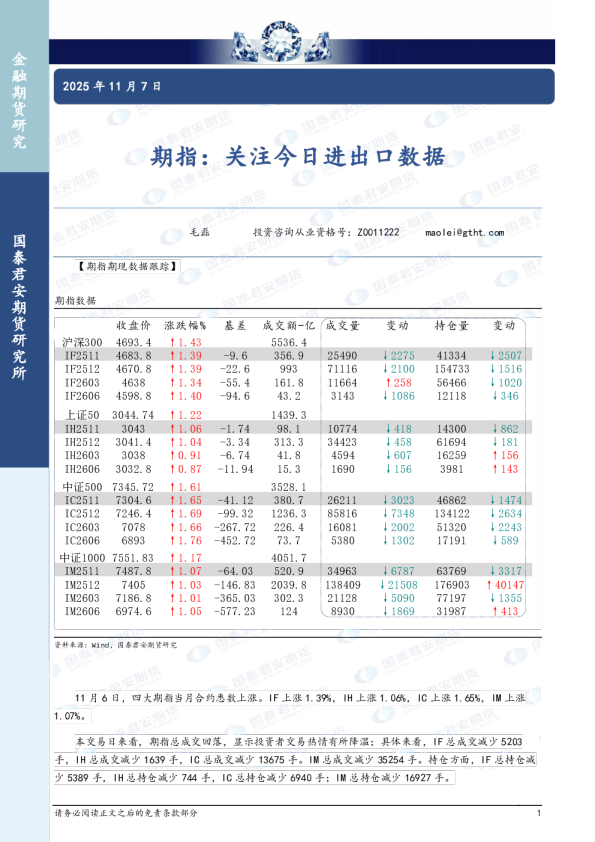 期指：关注今日进出口数据