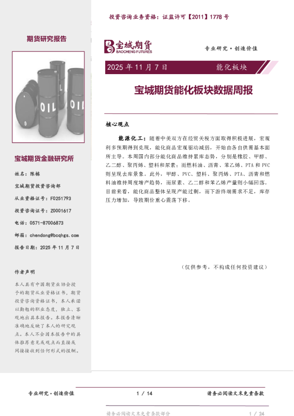 能化板块数据周报
