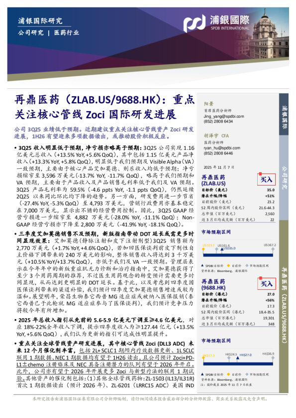 重点关注核心管线Zoci国际研发进展