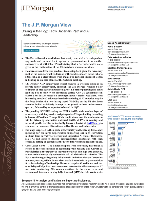 摩根大通观点：迷雾中前行：美联储的不确定路径与人工智能领导力