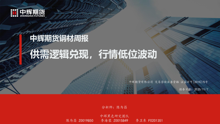 钢材周报：供需逻辑兑现，行情低位波动