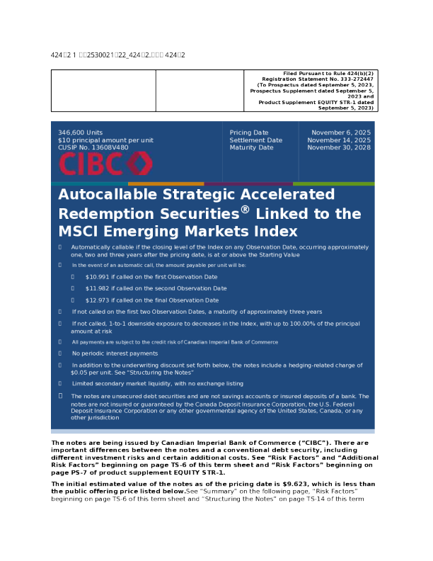 加拿大帝国商业银行美股招股说明书(2025-11-10版)