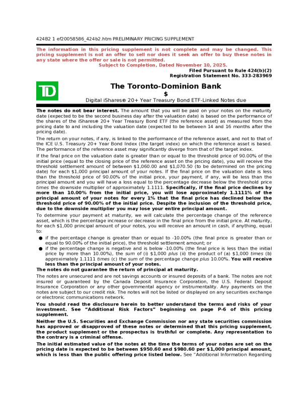 道明银行美股招股说明书(2025-11-10版)