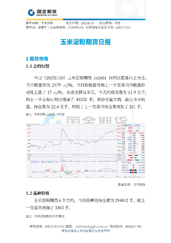 玉米淀粉期货日报