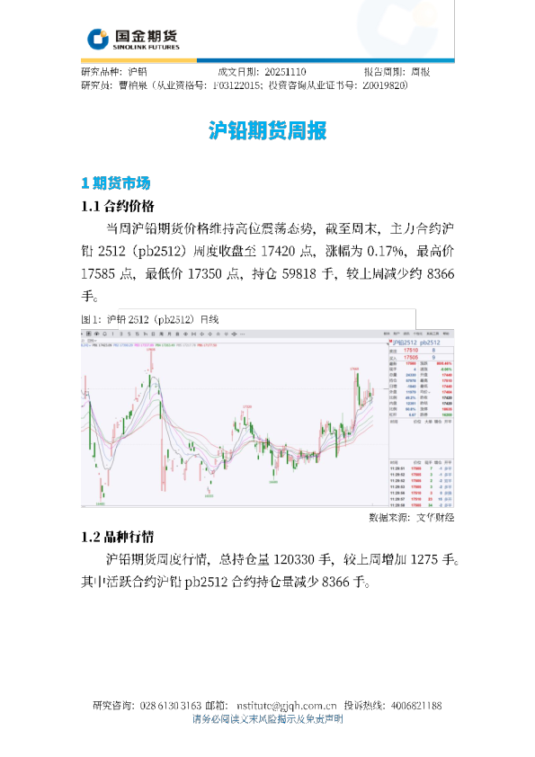 沪铅期货周报