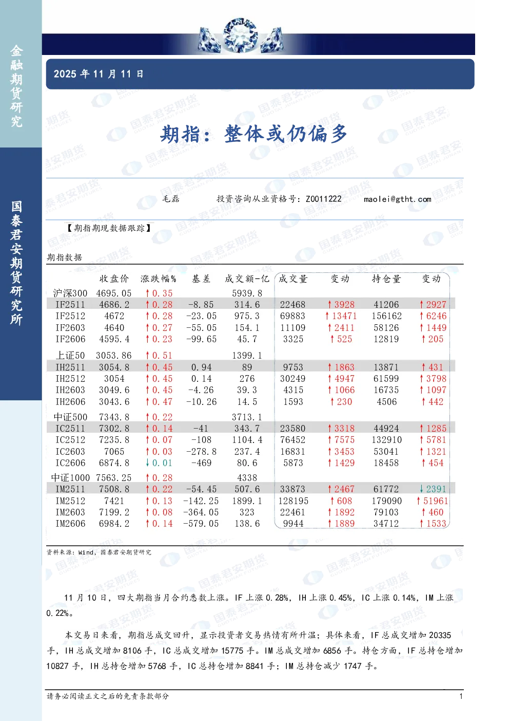 期指：整体或仍偏多