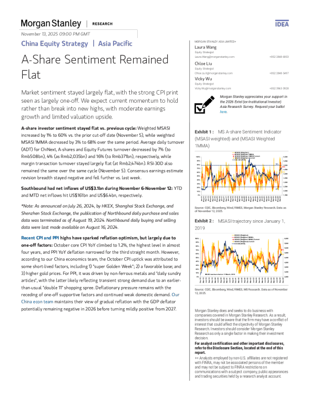 A股情绪保持平稳