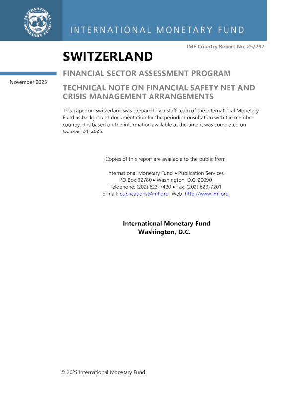 瑞士：金融部门评估方案关于金融安全网和危机管理安排的技术说明