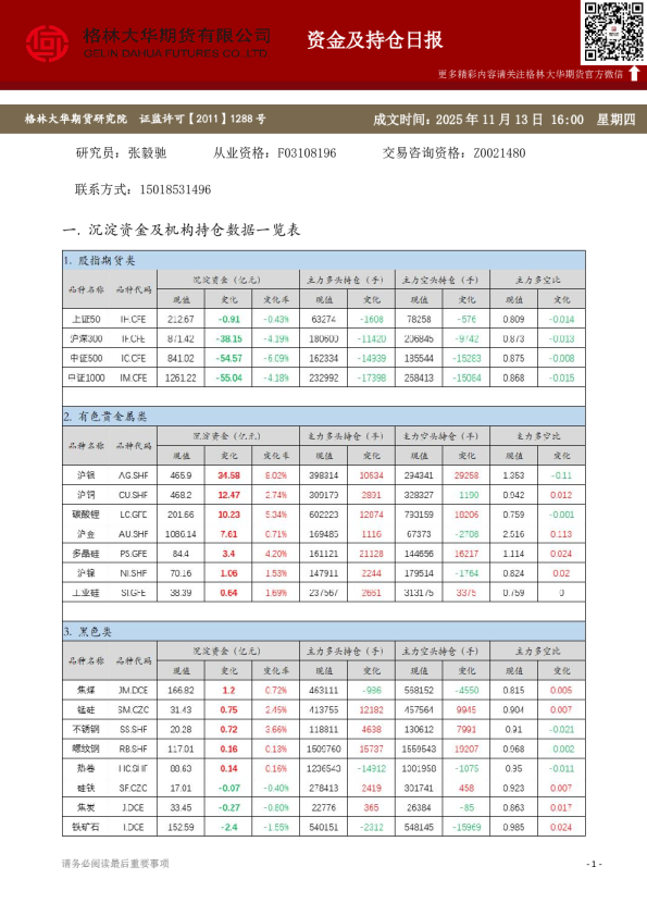 - 资金及持仓日报（20251113）