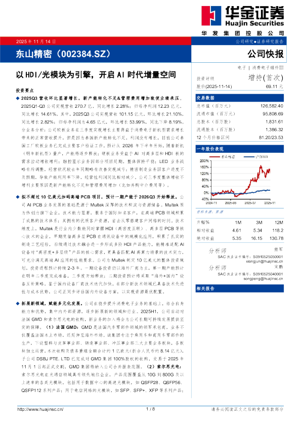 以HDI/光模块为引擎，开启AI时代增量空间