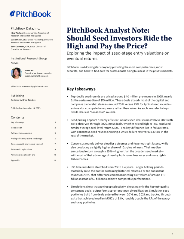 种子投资者应该追高并付出代价吗？——探索种子轮进入估值对最终回报的影响