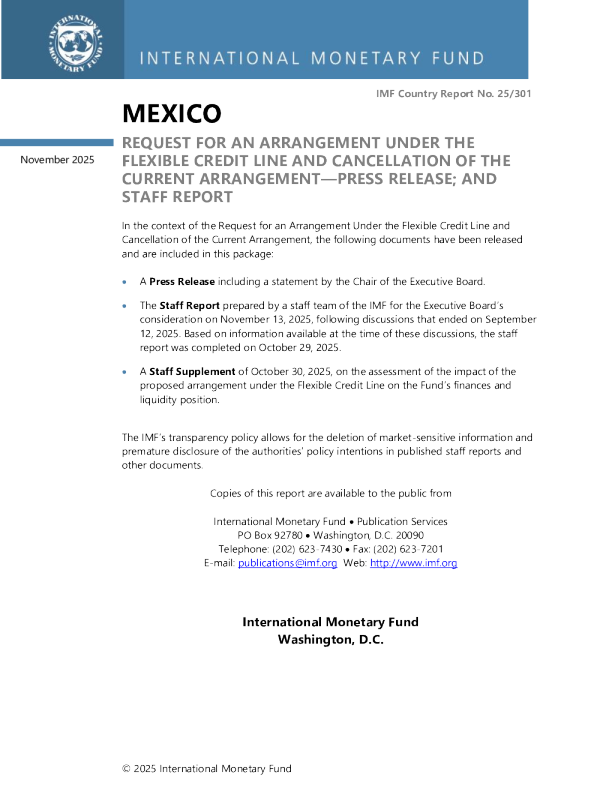 墨西哥：请求灵活信贷额度下的安排和取消当前安排的新闻稿；员工报告