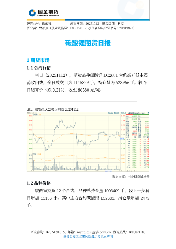 碳酸锂期货日报