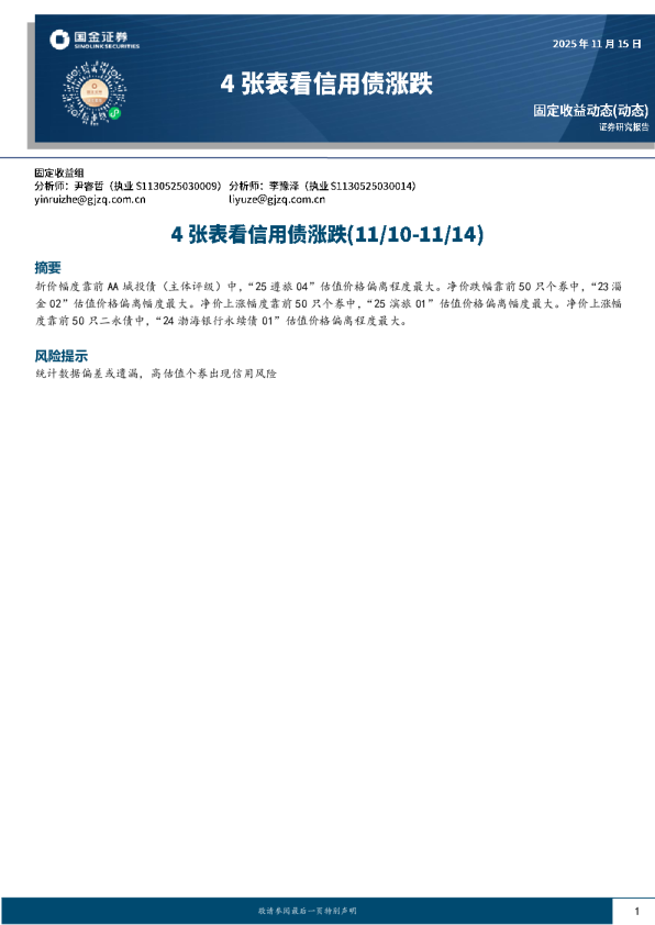 4张表看信用债涨跌