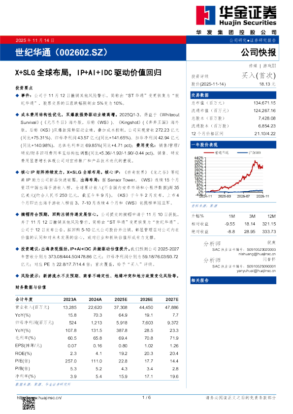 X+SLG全球布局，IP+AI+IDC驱动价值回归