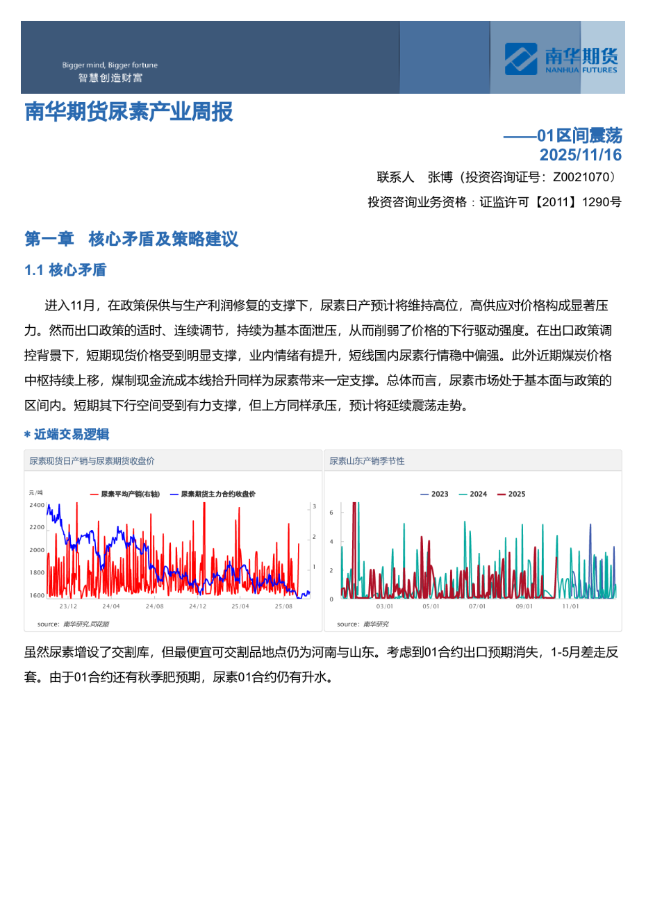南华期货尿素产业周报