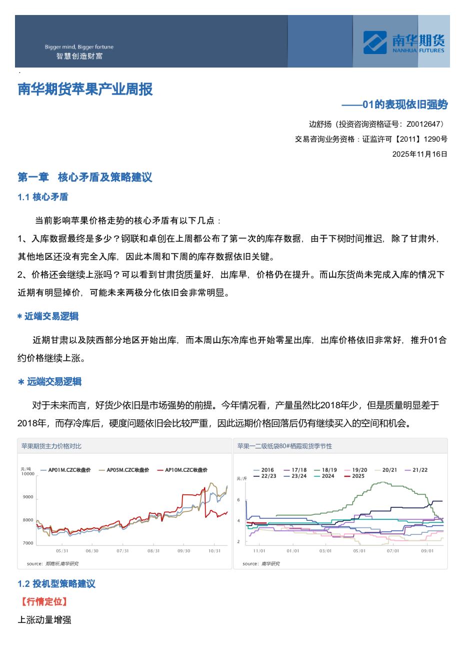南华期货苹果产业周报：01的表现依旧强势