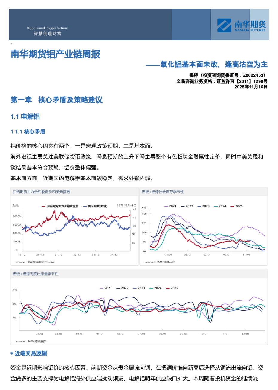 南华期货铝产业链周报：氧化铝基本面未改，逢高沽空为主