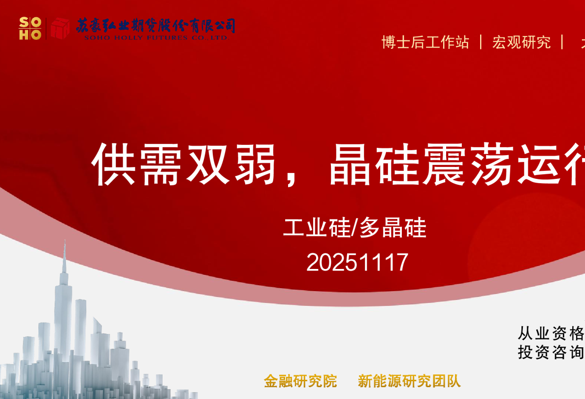 工业硅/多晶硅：供需双弱，晶硅震荡运行