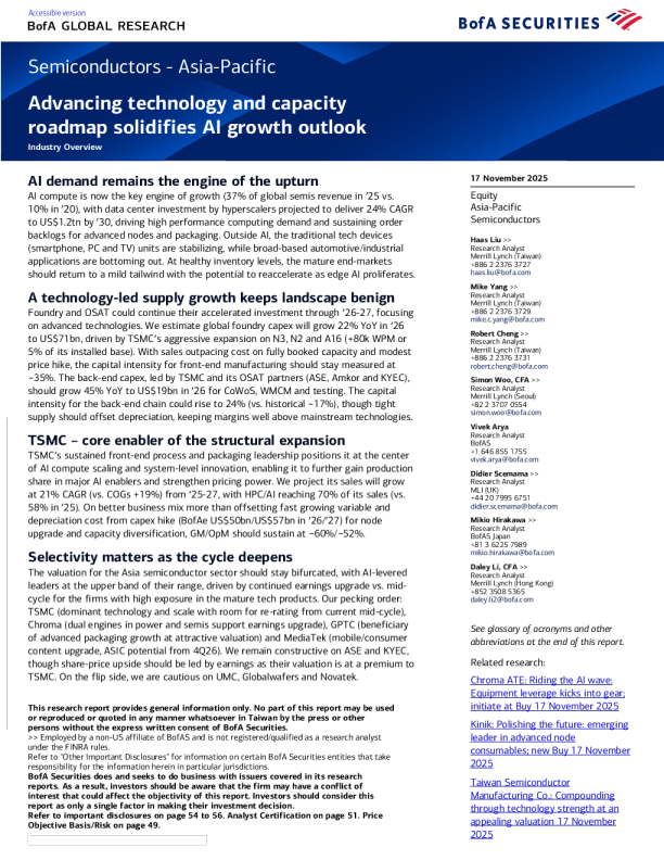 亚太半导体 - 推进技术和产能路线图巩固AI增长前景