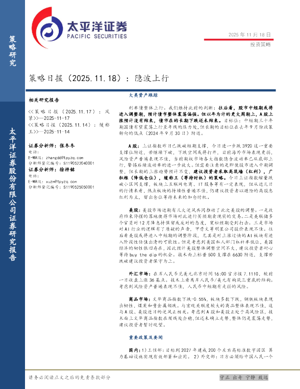 策略日报：隐波上行