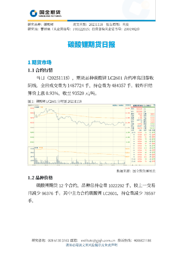 碳酸锂期货日报