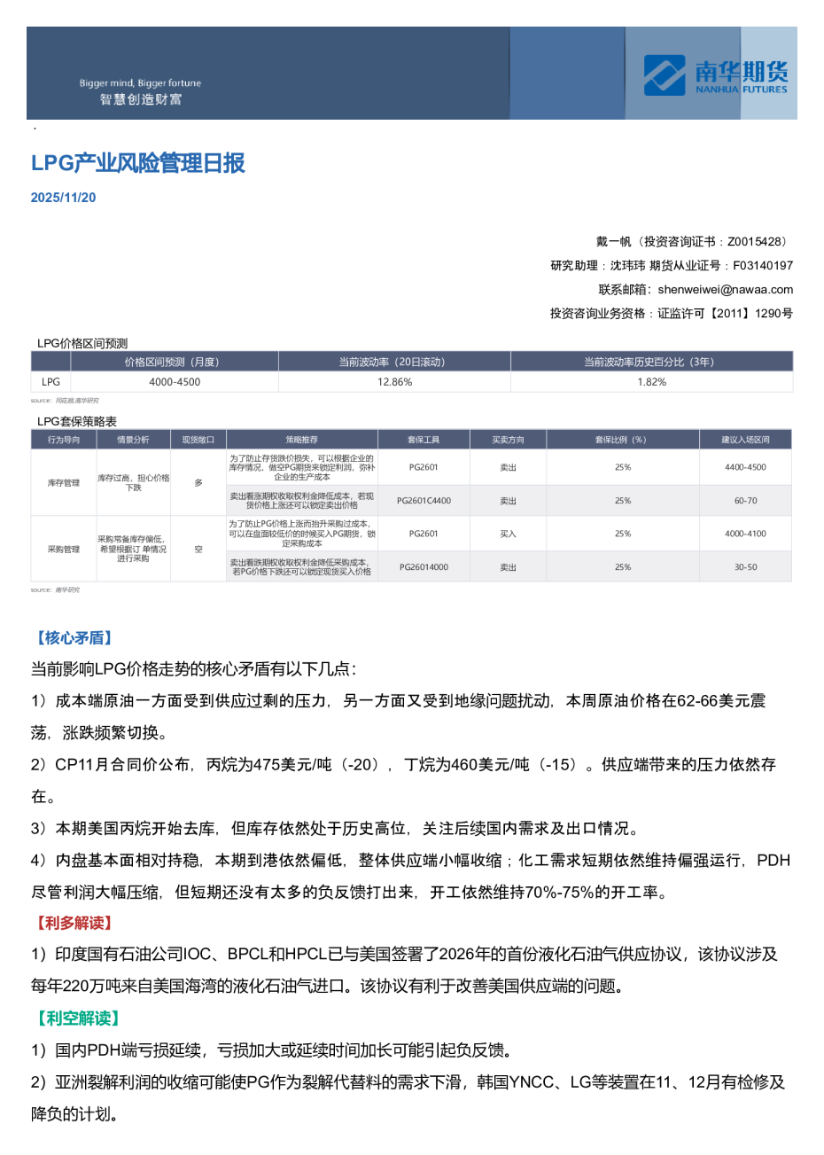 LPG产业风险管理日报