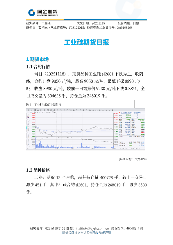 工业硅期货日报