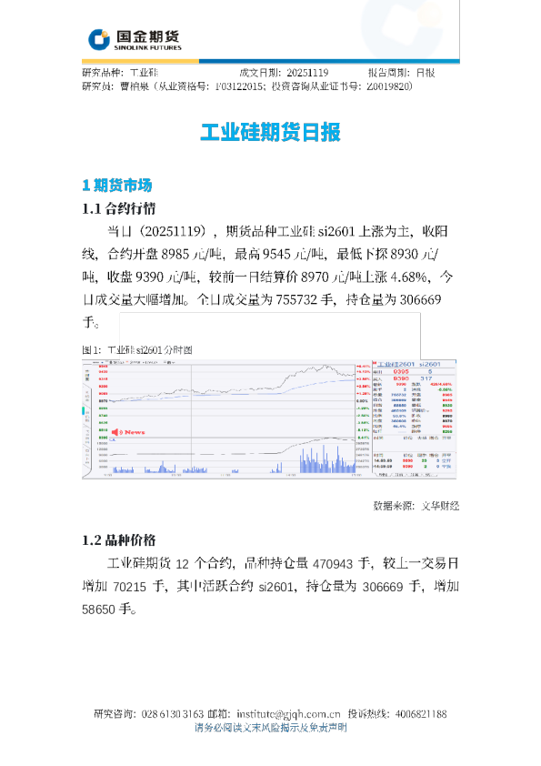 工业硅期货日报