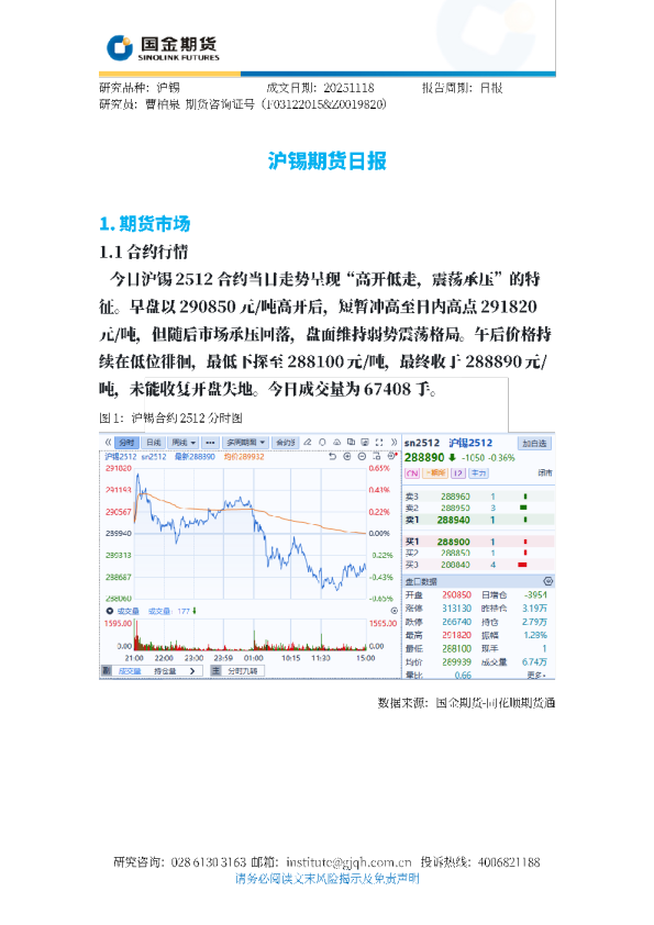 沪锡期货日报