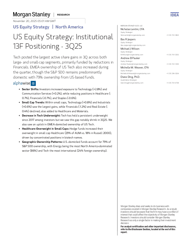 美国股票策略：机构13F持仓 - 2025年第三季度