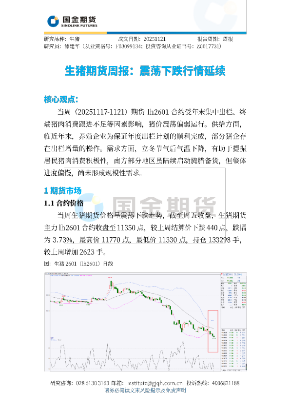 生猪期货周报：震荡下跌行情延续