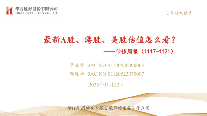 估值周报：最新A股、港股、美股估值怎么看？